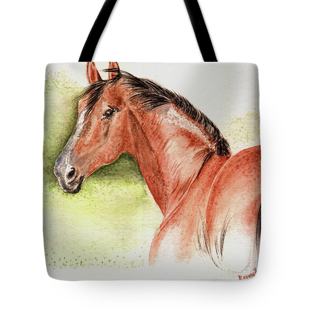Horse Painting Tote Bag featuring the painting Horse in Breeze by Remy Francis