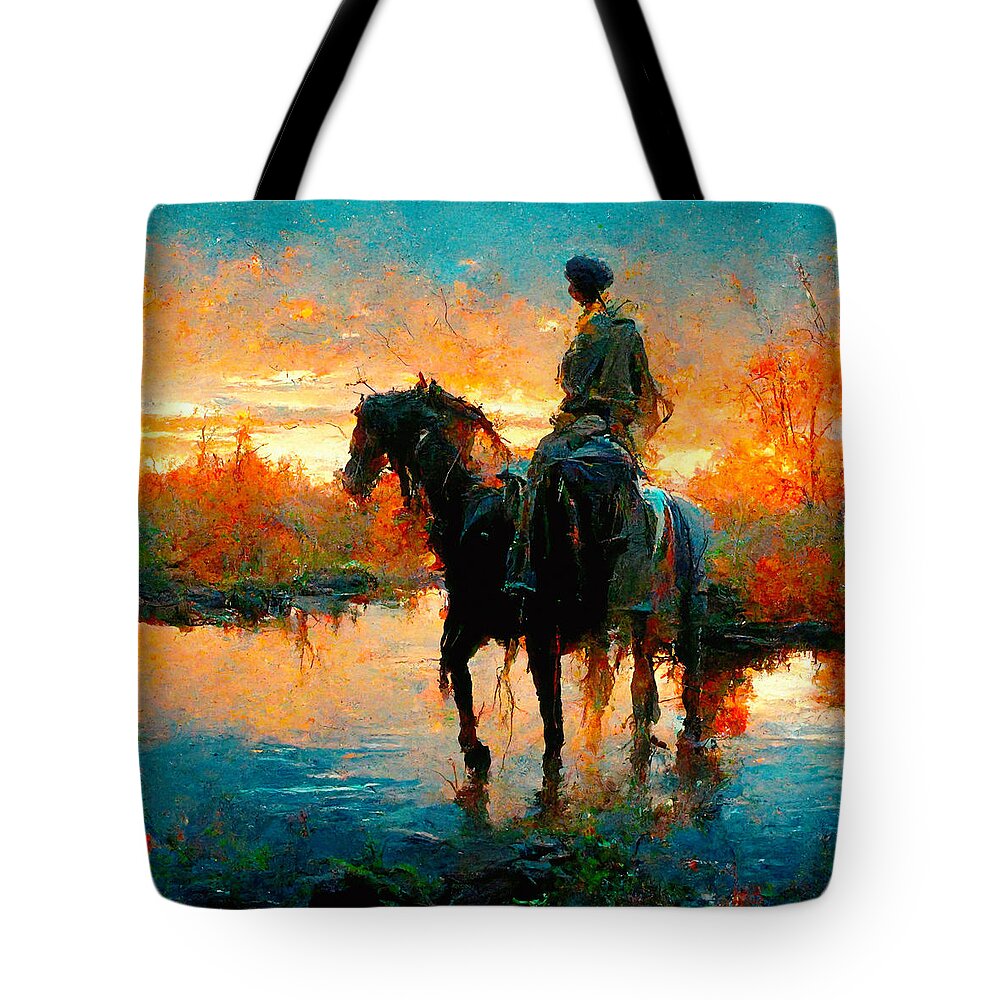 Horse Tote Bag featuring the digital art Horses #10 by Craig Boehman