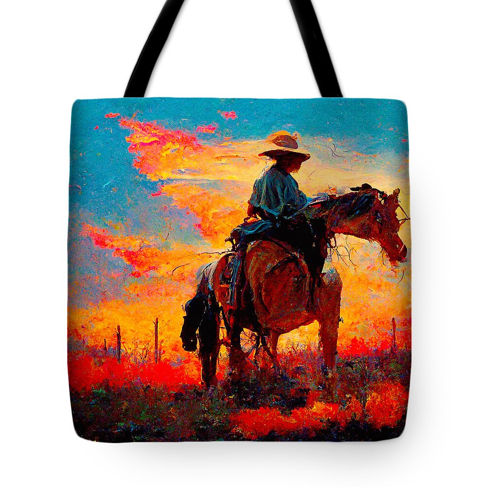 Horse Tote Bag featuring the digital art Horses #5 by Craig Boehman