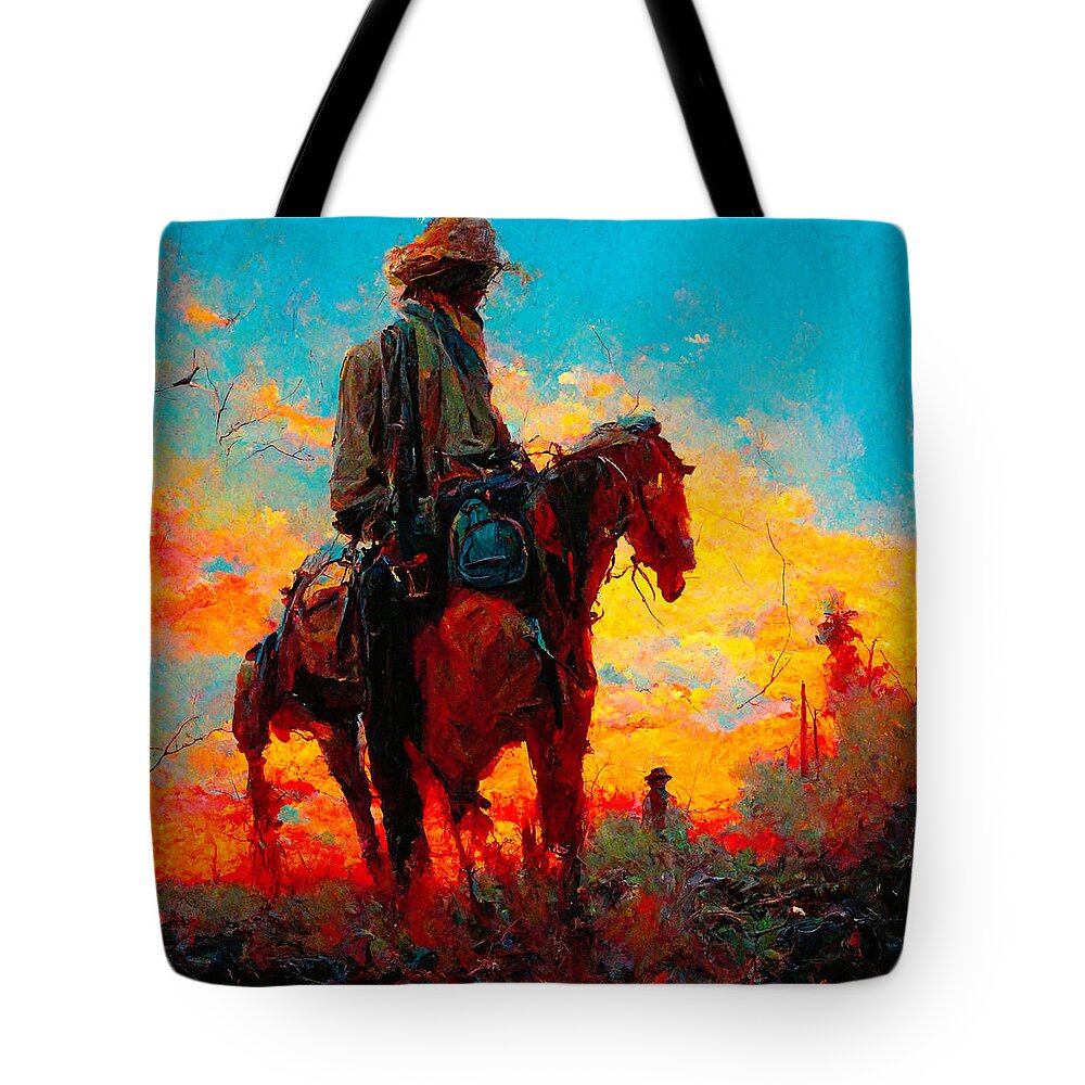 Horse Tote Bag featuring the digital art Horses #6 by Craig Boehman