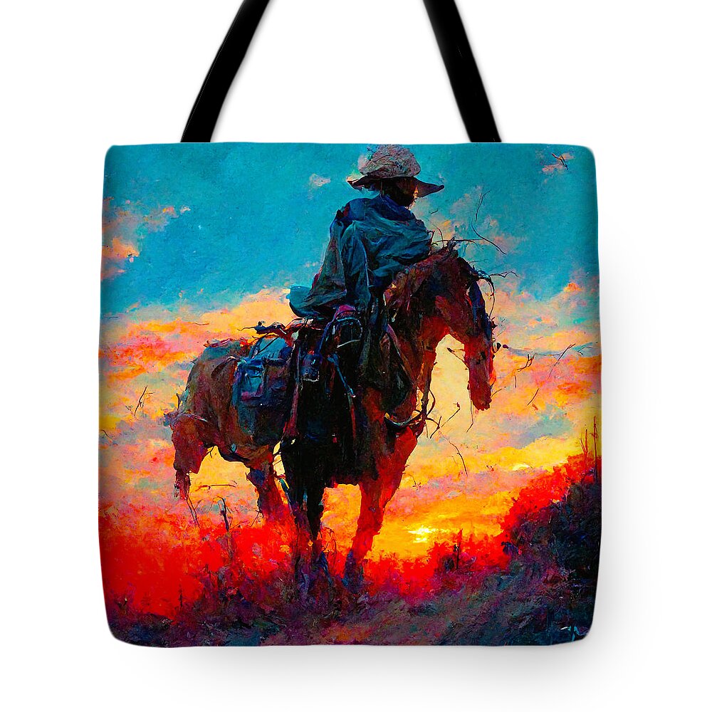 Horse Tote Bag featuring the digital art Horses #8 by Craig Boehman