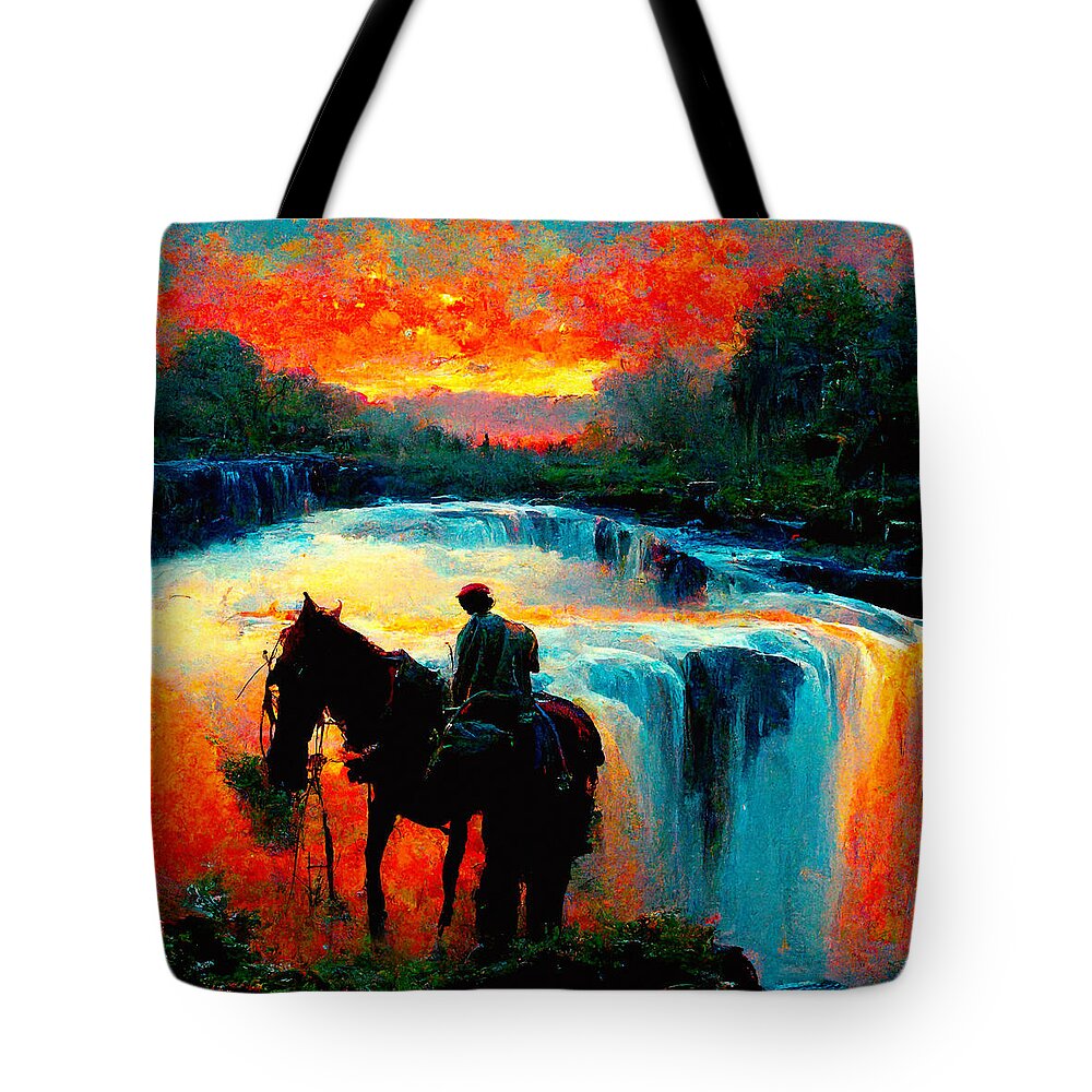 Horse Tote Bag featuring the digital art Horses #9 by Craig Boehman