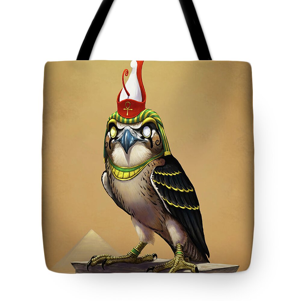 Hawk Tote Bag featuring the digital art Horus Egyptian God by Stanley Morrison