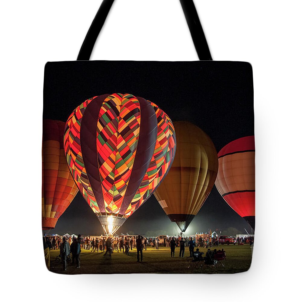 Hot-air Tote Bag featuring the photograph Hot Air Balloons Night Festival by Kirt Tisdale