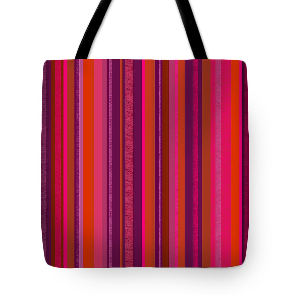 Hot Pink And Orange Stripes Tote Bag featuring the digital art Hot Pink and Orange Stripes by Val Arie