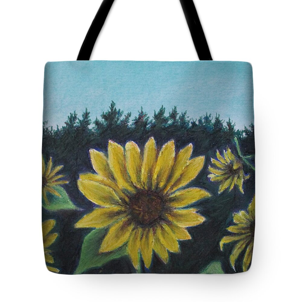 Sun Flower Tote Bag featuring the painting Hours of Flowers by Jen Shearer