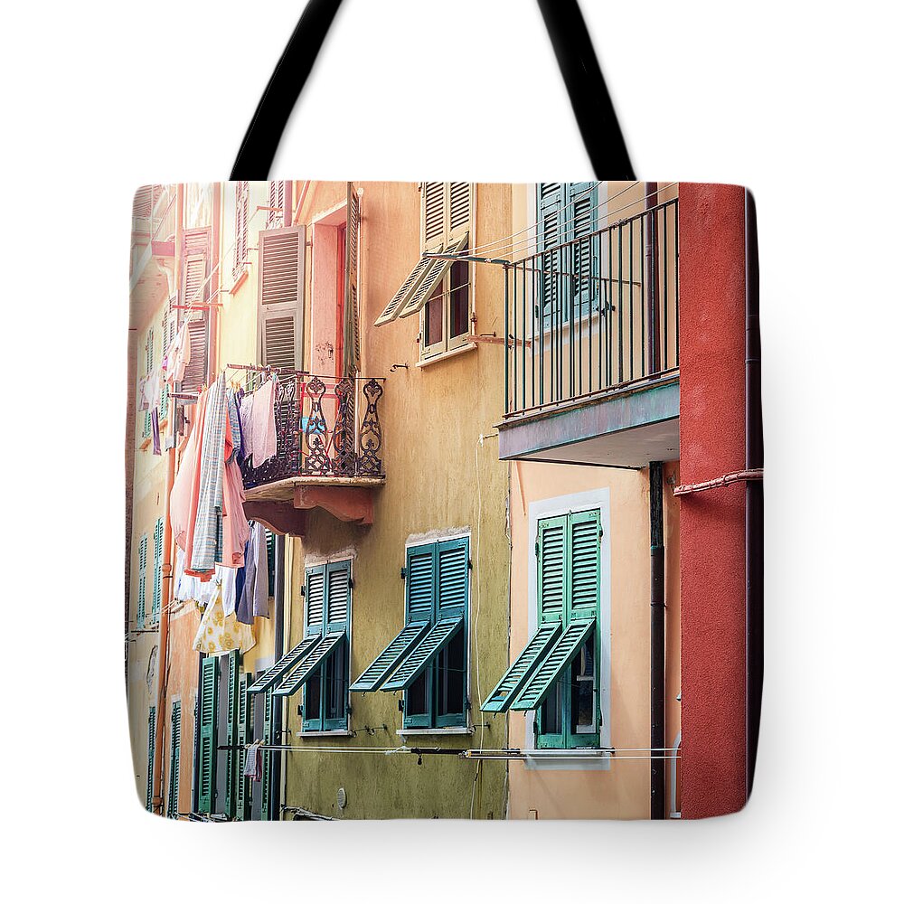 Cinque Terre Tote Bag featuring the photograph Houses of Riomaggiore by Alexey Stiop