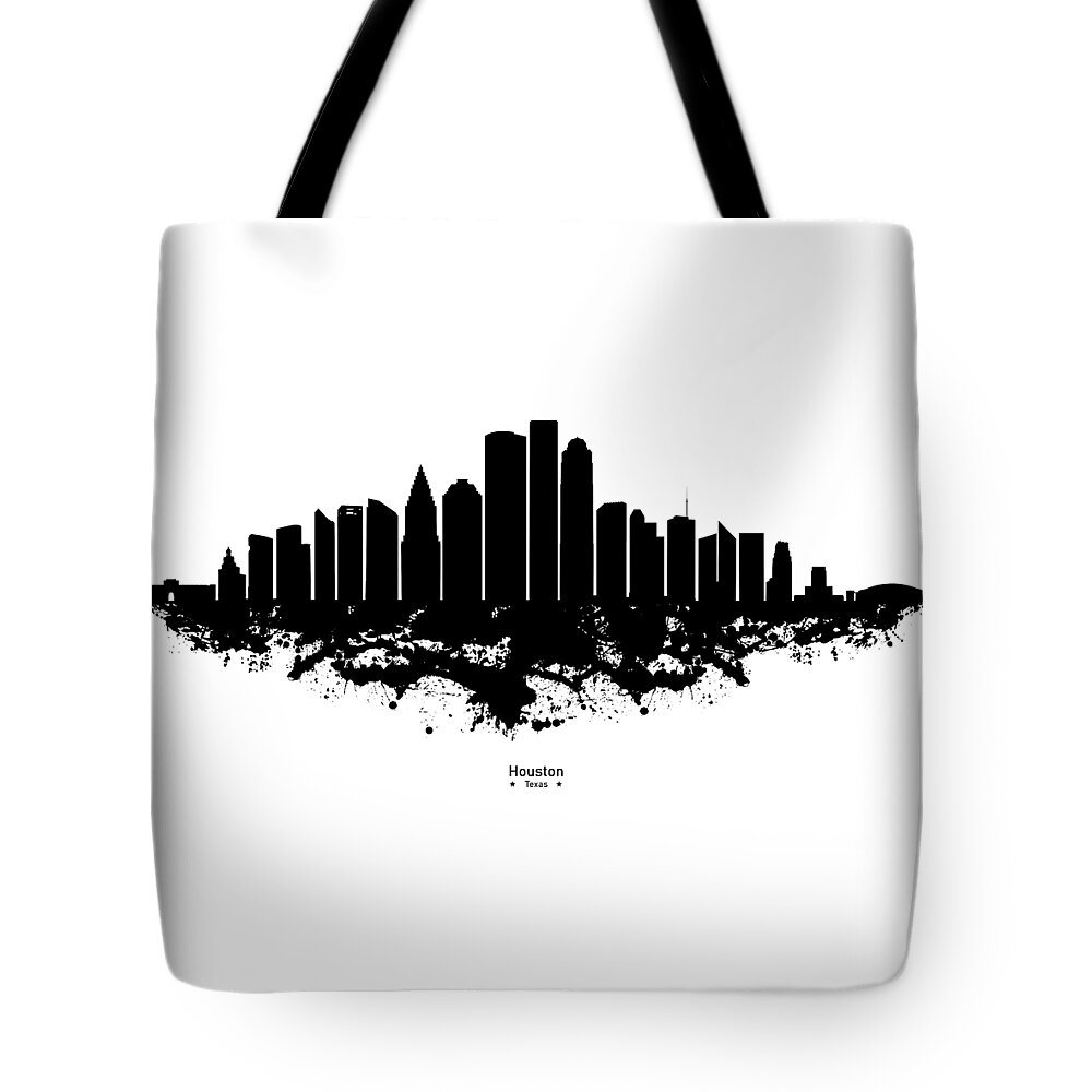 Houston City Skyline - Black Watercolor on White Background with