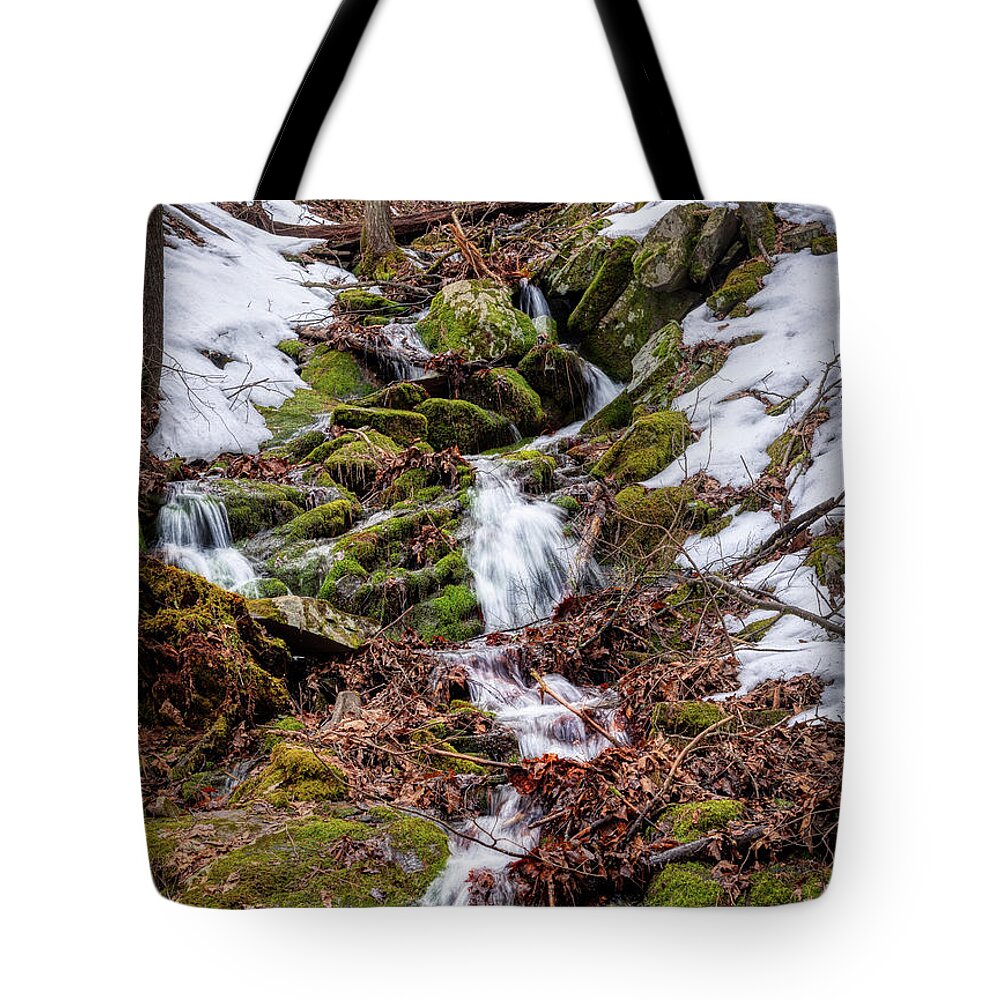Waterfall Tote Bag featuring the photograph Howard LIck Creek Tributary by Lara Ellis