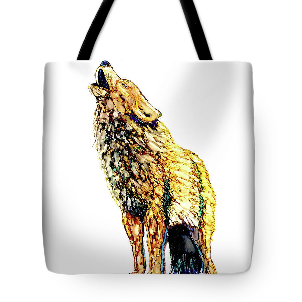 Wolf Tote Bag featuring the painting Howling by Jan Killian