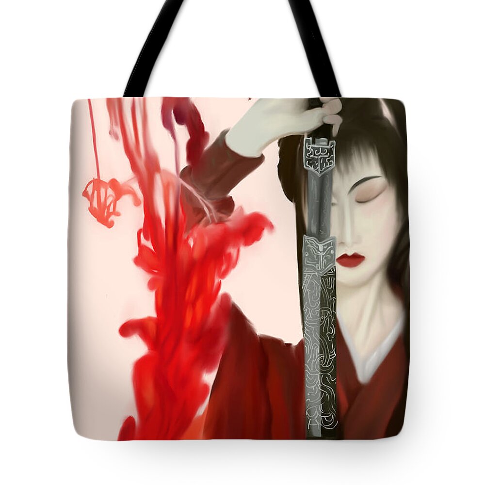 Mulan Tote Bag featuring the digital art Hua Mulan by Bless Misra