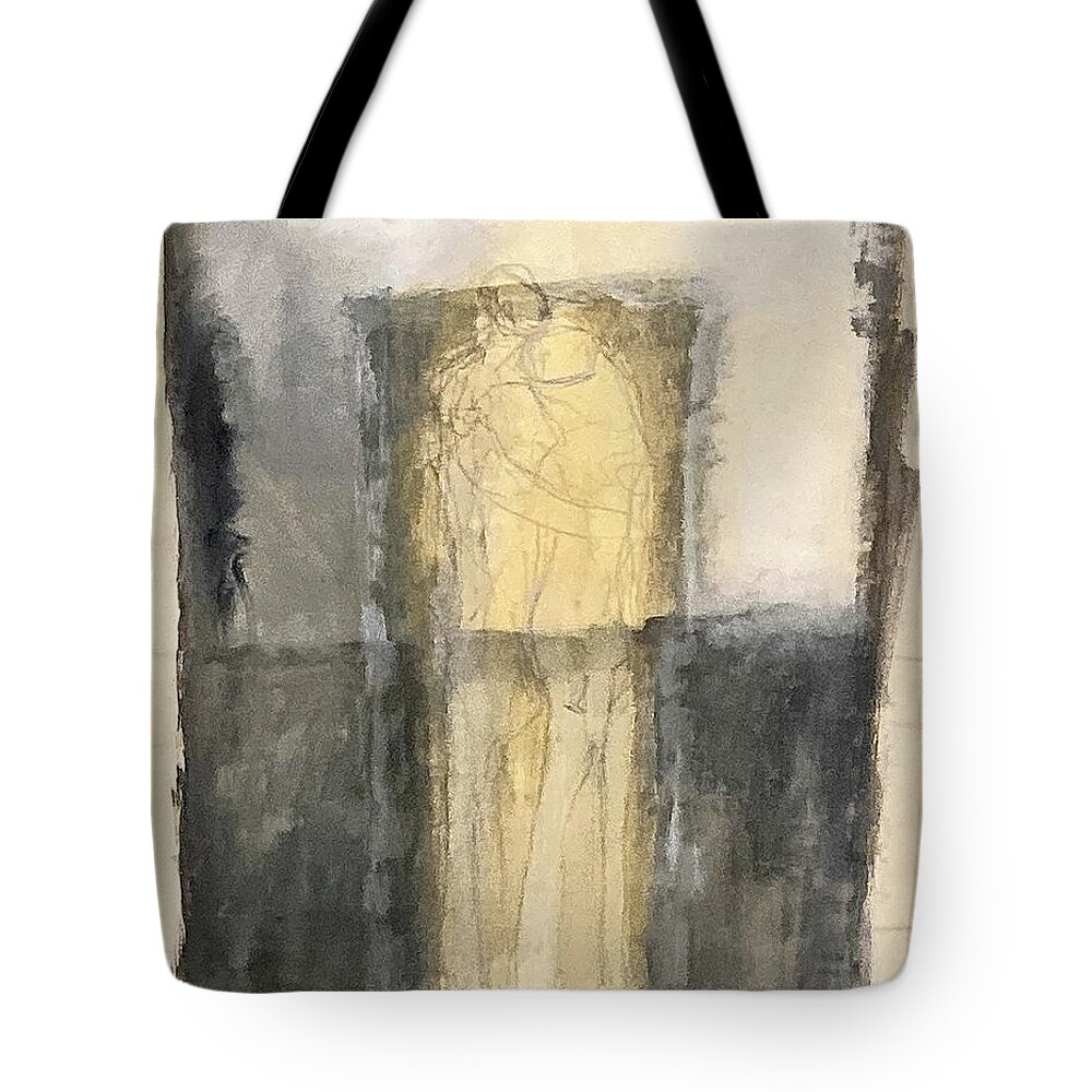 Hug Tote Bag featuring the drawing Hug by David Euler