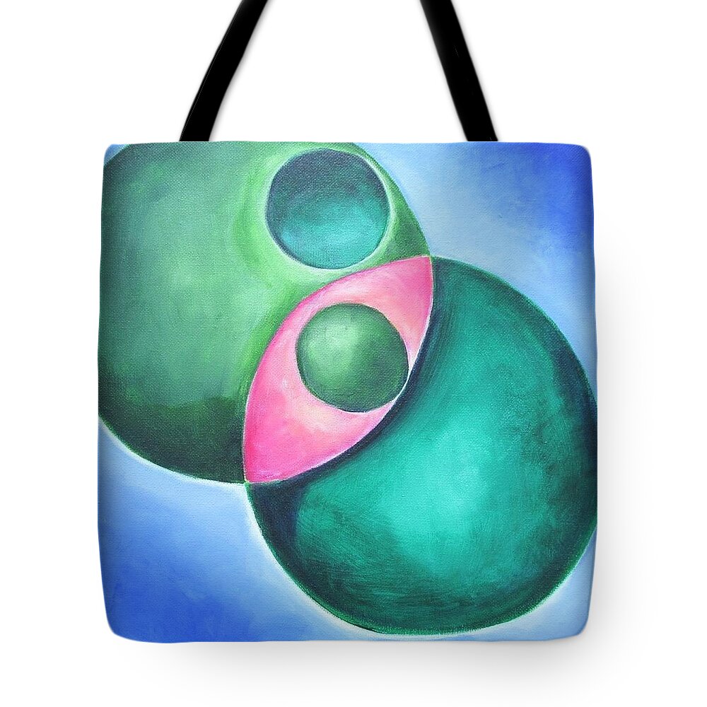 Circles Tote Bag featuring the painting Hugging... when feeling yucky by Jennifer Hannigan-Green