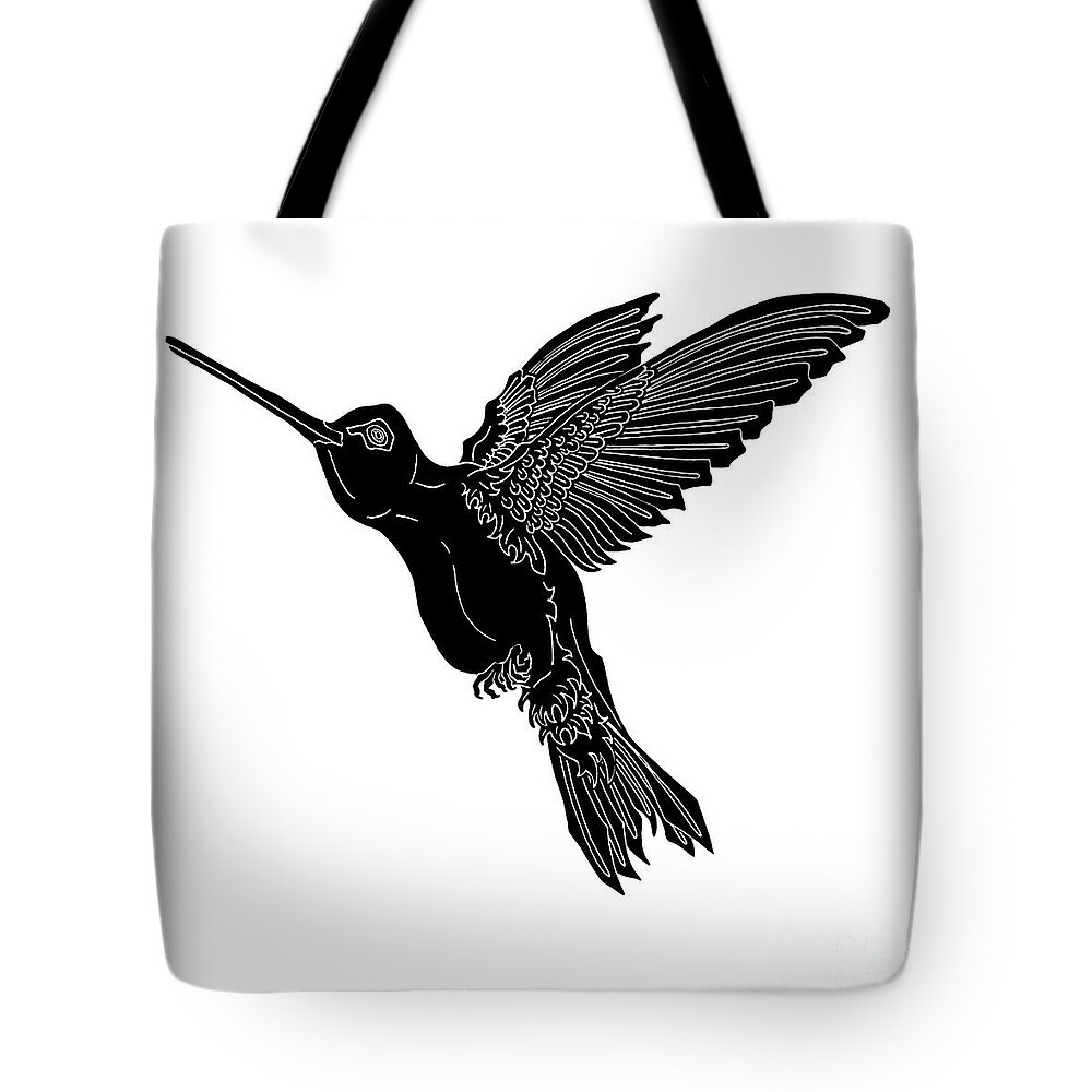 Hummingbird Tote Bag featuring the drawing Hummingbird Ink 4 by Amy E Fraser