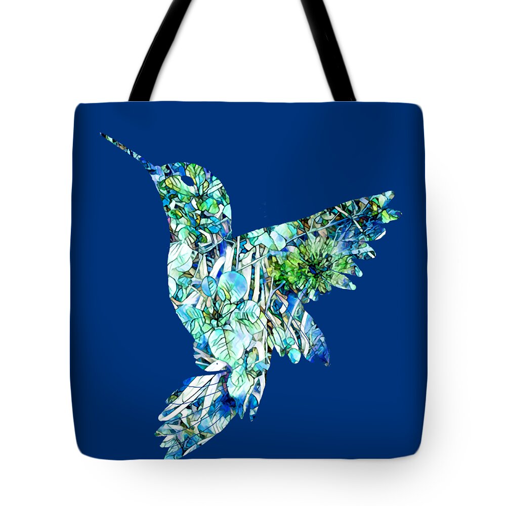  Tote Bag featuring the mixed media Hummingbird Transparent Blue by Eileen Backman