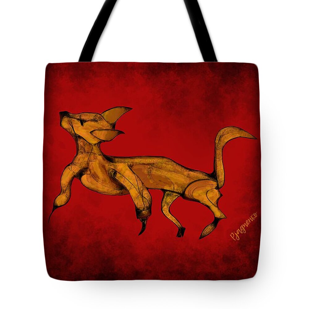 Dog Tote Bag featuring the digital art Hungry dog running by Ljev Rjadcenko