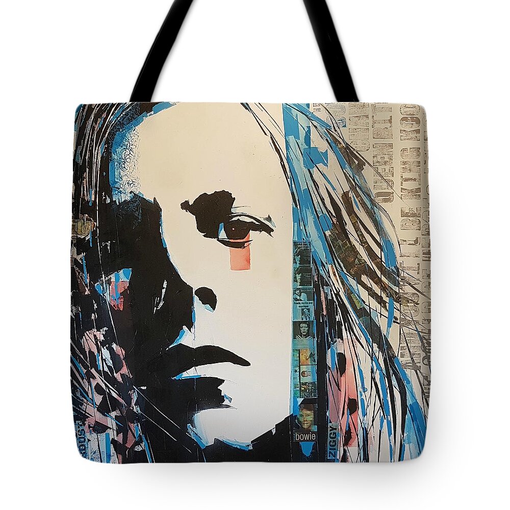 David Bowie Art Tote Bag featuring the painting Hunky Dory Bowie by Paul Lovering