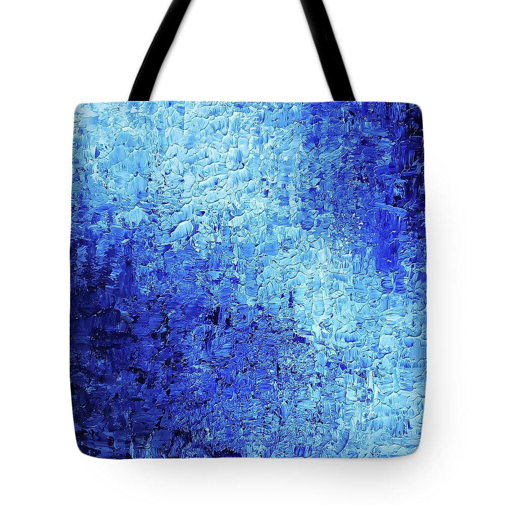 Hydrangea Tote Bag featuring the painting HYDRANGEA FLOWERS Abstract in Blue and White by Lynnie Lang