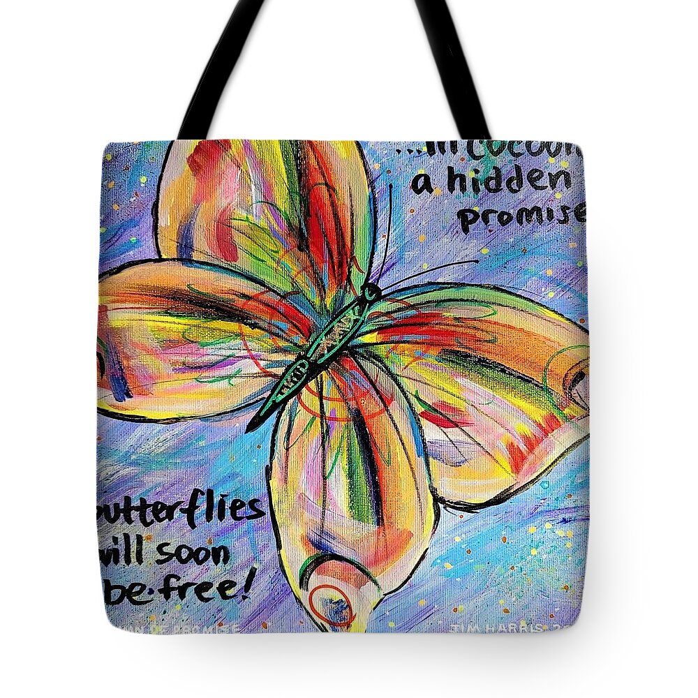 Butterfly Tote Bag featuring the painting Hymn of Promise by Jim Harris