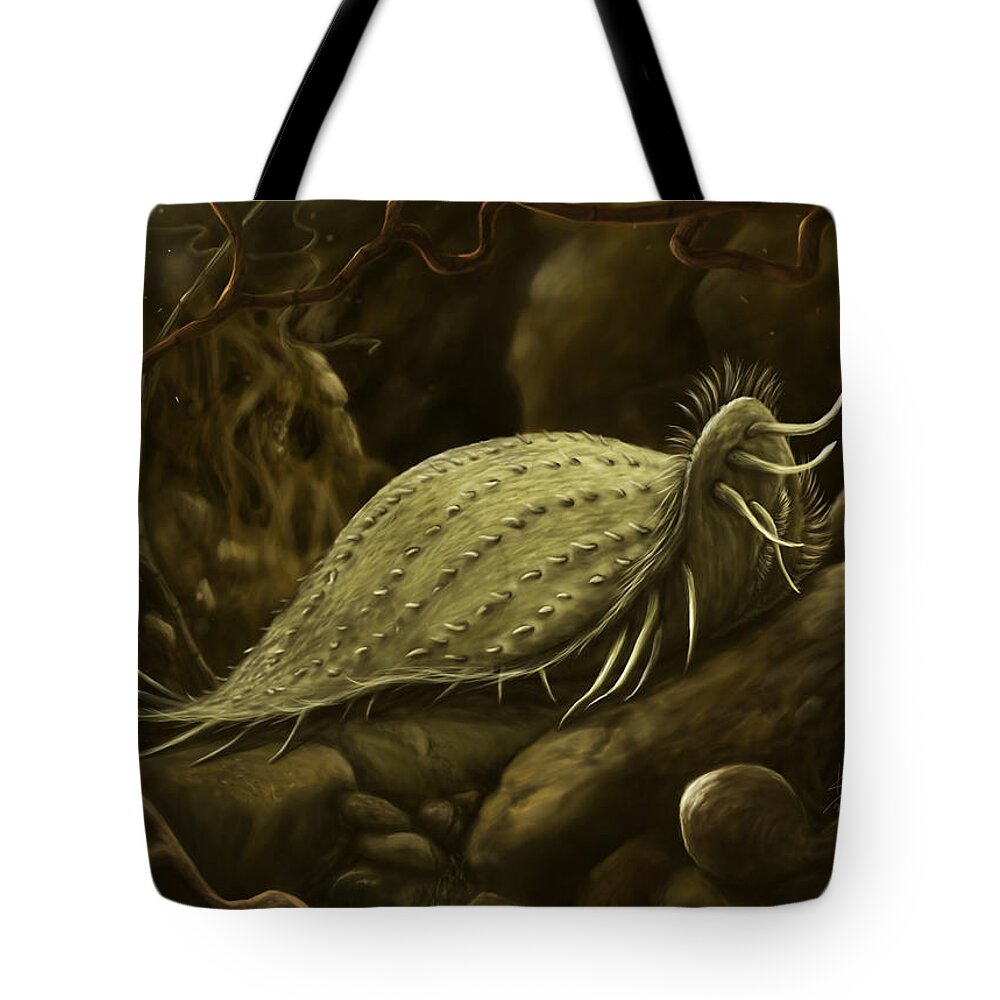Protozoa Tote Bag featuring the digital art Hypotrich ciliate by Katelyn Solbakk