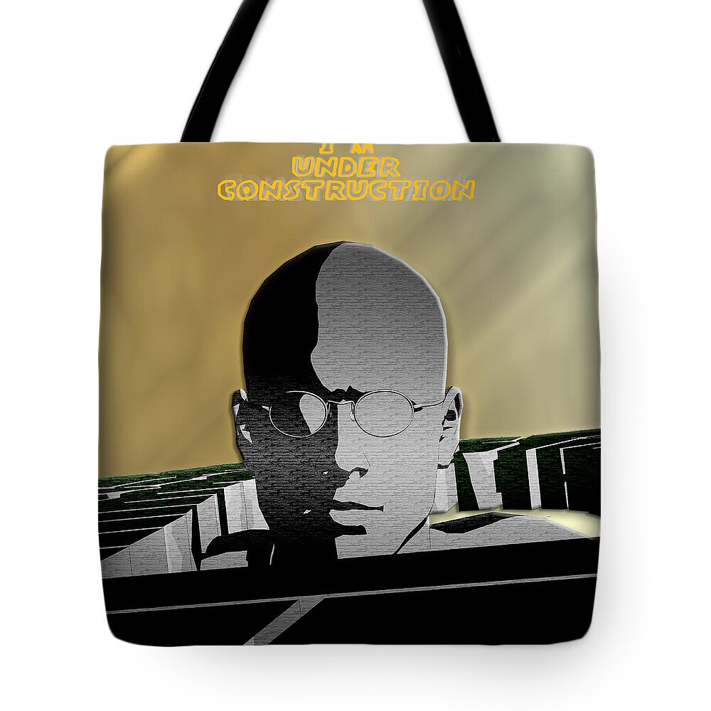 Digital Art Tote Bag featuring the drawing I am Under Construction by Luc Van de Steeg