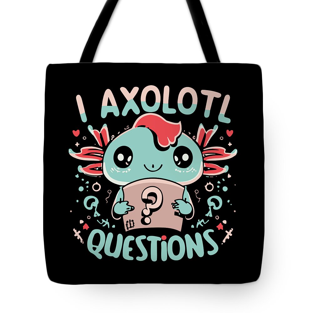 Christmas 2023 Tote Bag featuring the digital art I Axolotl Questions Retro Funny Gift by Flippin Sweet Gear