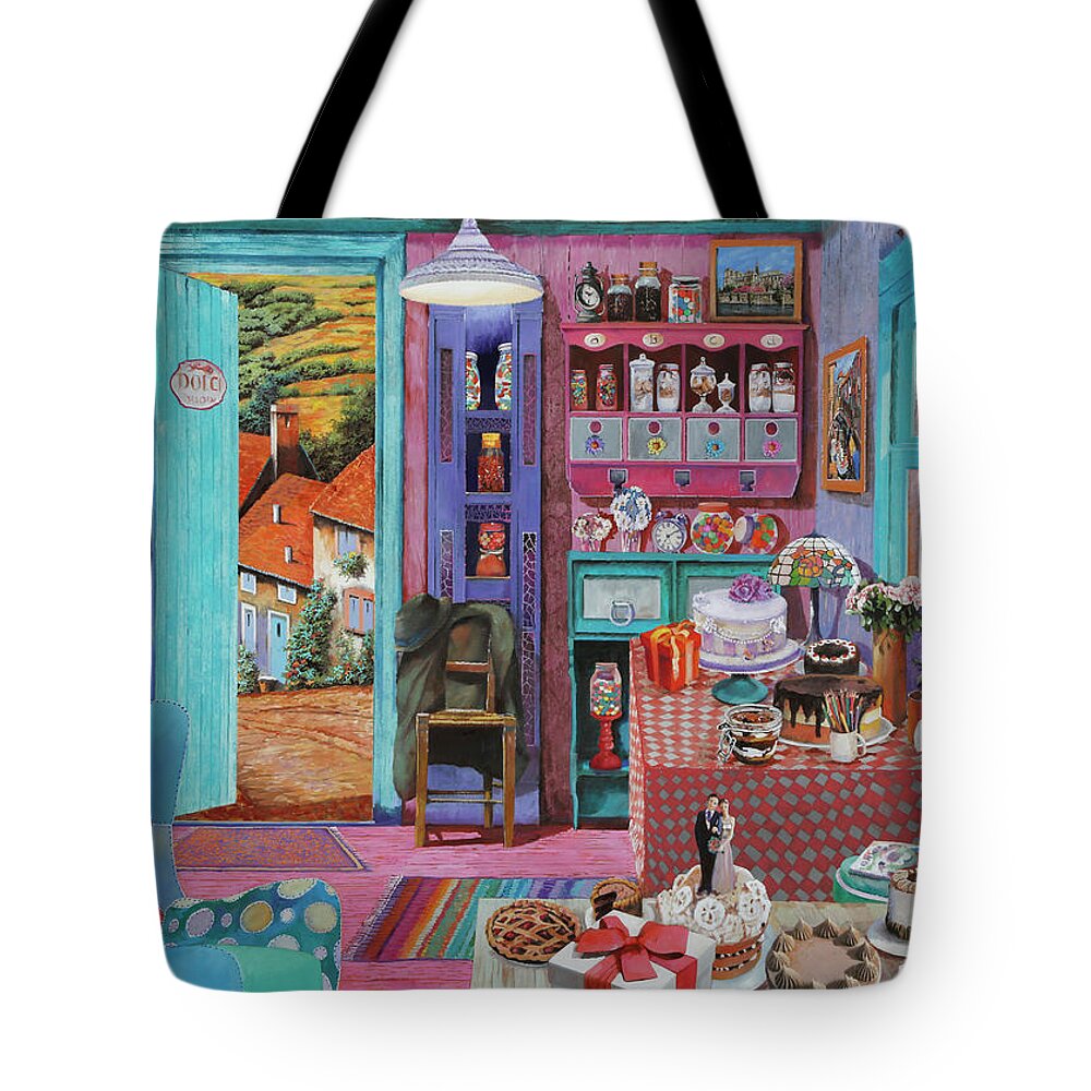 Cakes Tote Bag featuring the painting I Dolci by Guido Borelli