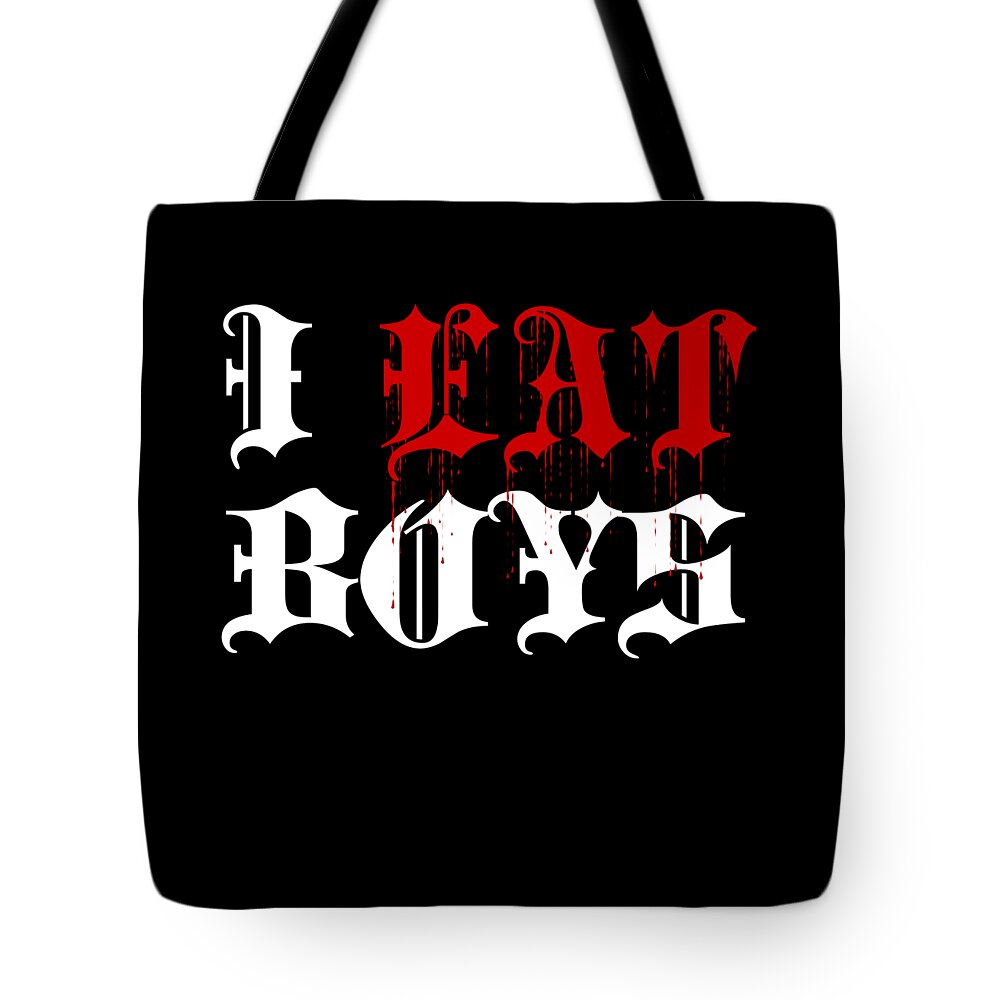 Cool Tote Bag featuring the digital art I Eat Boys Vampire Halloween by Flippin Sweet Gear