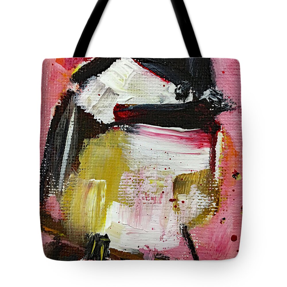 Chickadee Tote Bag featuring the painting I heard a Chickadee by Roxy Rich