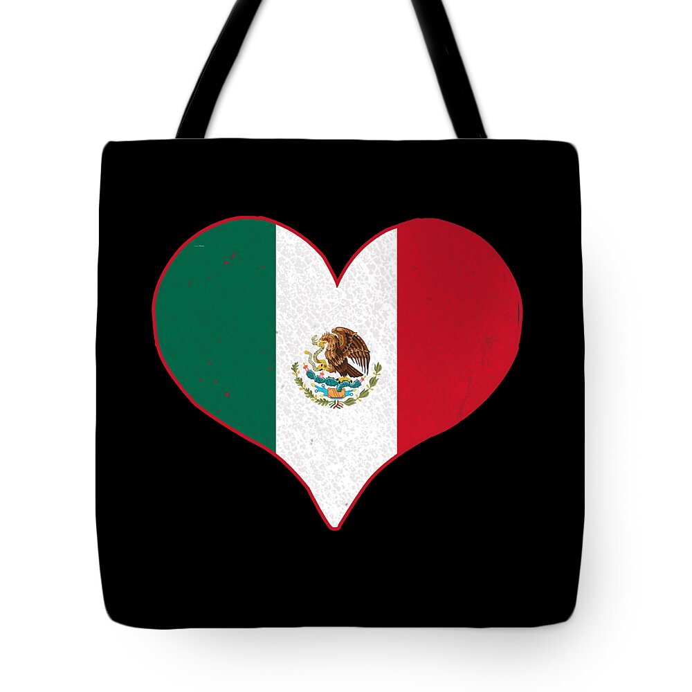 Funny Tote Bag featuring the digital art I Heart Mexico Flag by Flippin Sweet Gear