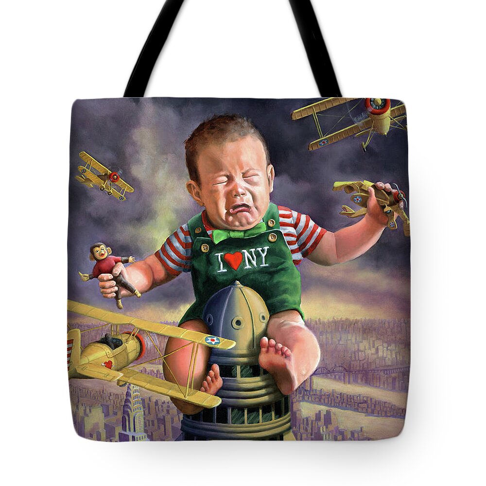 Humor Tote Bag featuring the painting I Heart New York by Ken Kvamme