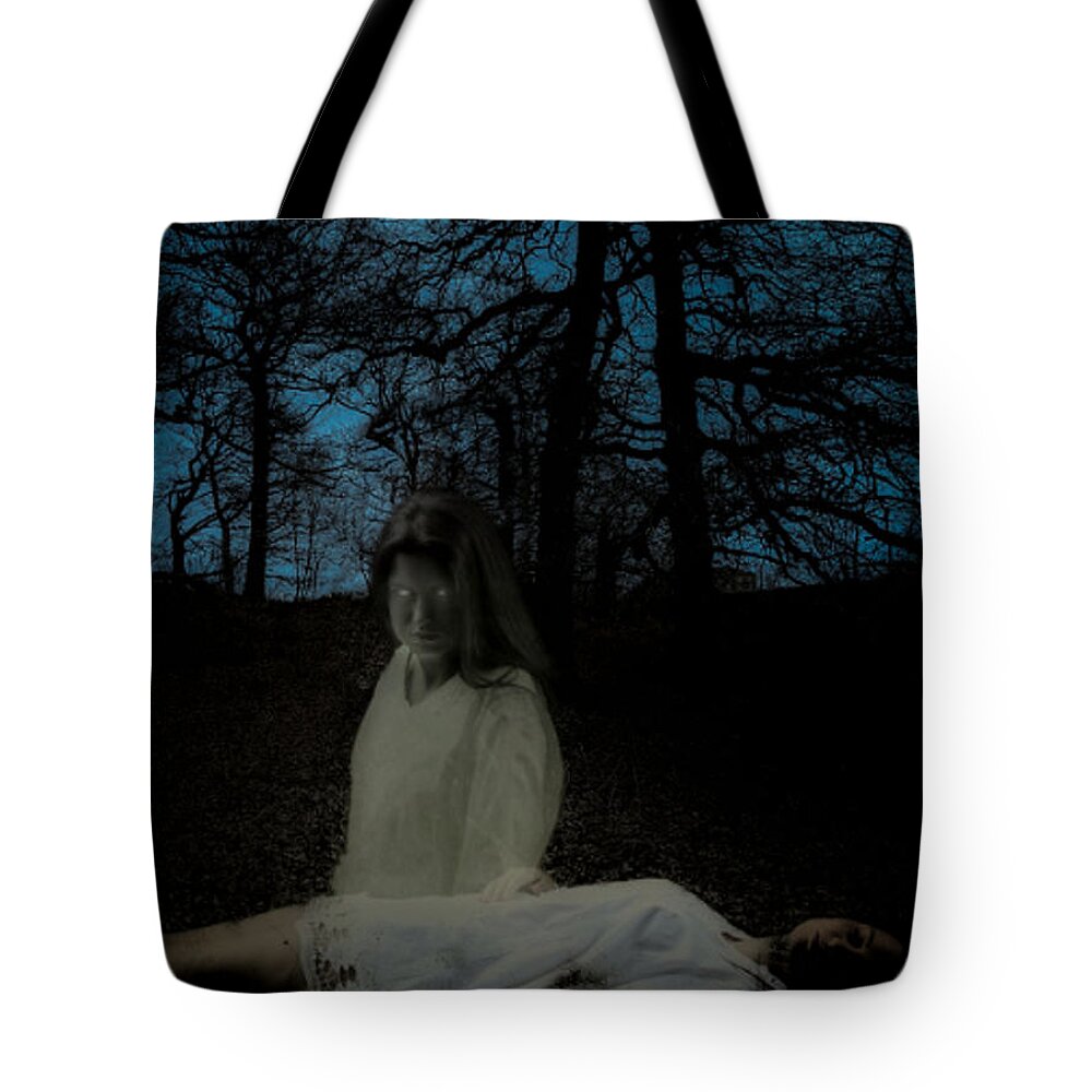 Abbie Shores Tote Bag featuring the mixed media I Know You Did It by Teresa Trotter
