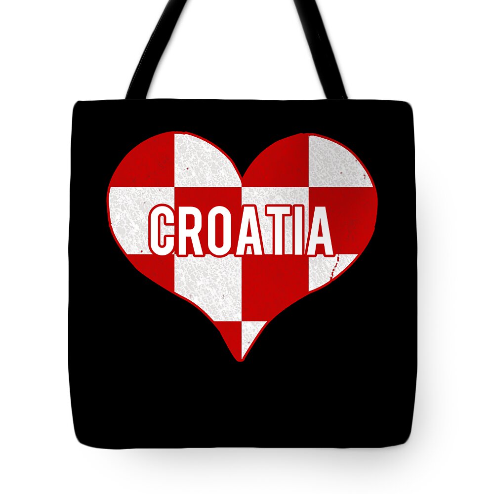 Funny Tote Bag featuring the digital art I Love Croatia Jersey by Flippin Sweet Gear