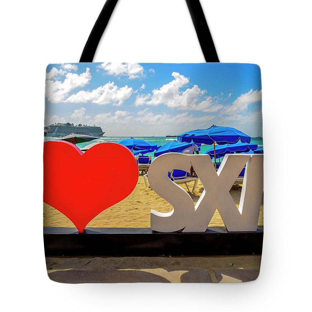 Cruise Tote Bag featuring the photograph I love St. Maarten by AE Jones