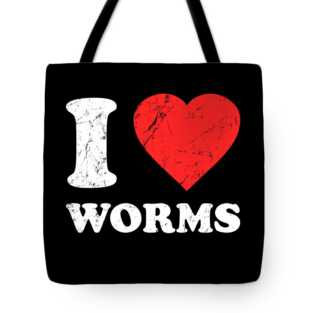 Funny Tote Bag featuring the digital art I Love Worms by Flippin Sweet Gear