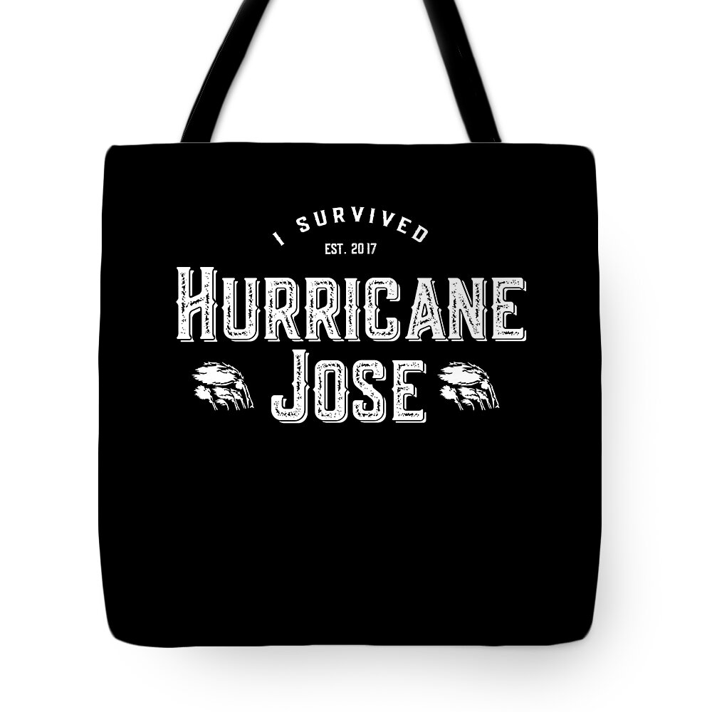 Funny Tote Bag featuring the digital art I Survived Hurricane Jose by Flippin Sweet Gear