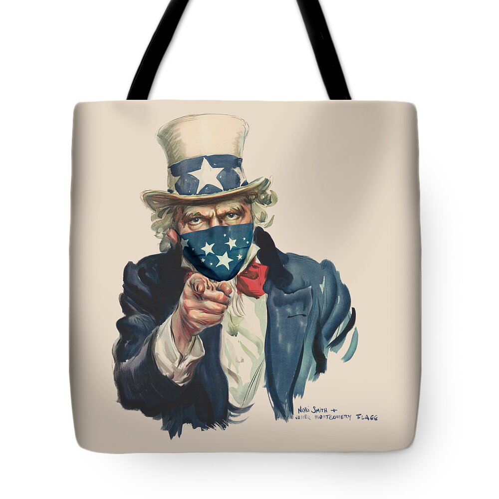 Covid-19 Tote Bag featuring the digital art I Want You to Wear a Mask by Nikki Marie Smith