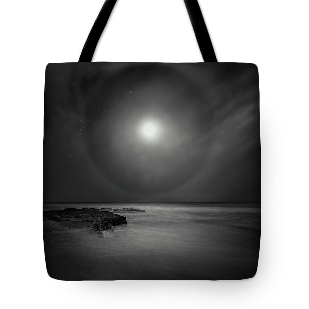 Monochrome Tote Bag featuring the photograph Ice Moon by Grant Galbraith