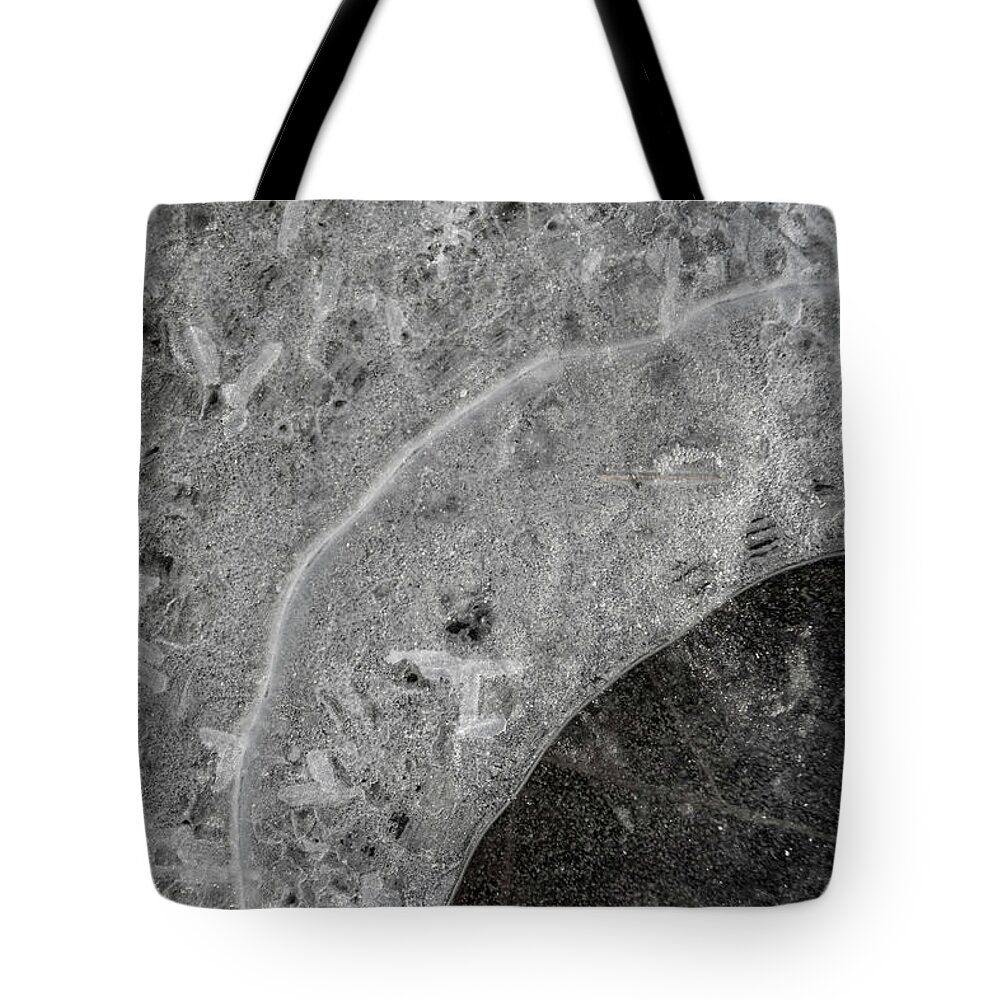 Abstract Tote Bag featuring the photograph Ice Texture by Karen Rispin