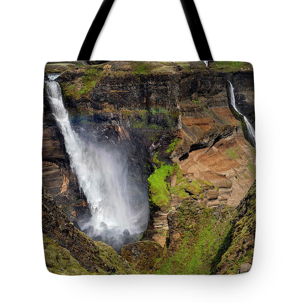 Iceland Tote Bag featuring the photograph Iceland - Haifoss by Olivier Parent