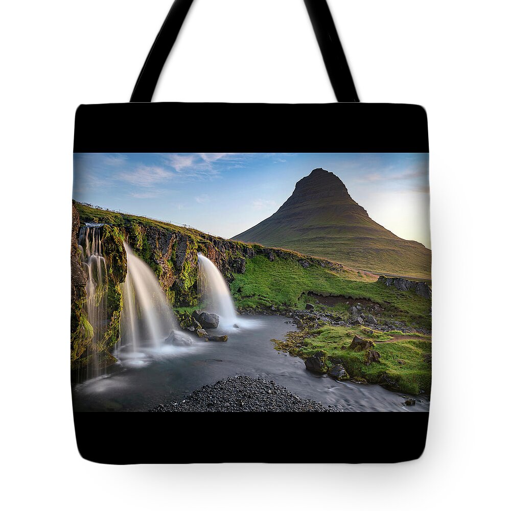 Kirkjufell Tote Bag featuring the photograph Iceland - Kirkjufell and Kirkjufellfoss by Olivier Parent