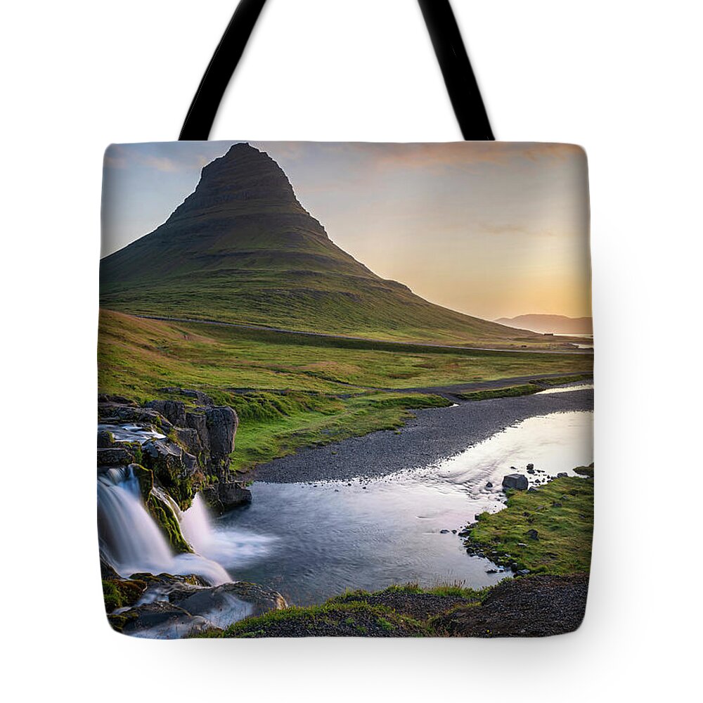 Kirkjufell Tote Bag featuring the photograph Iceland - Kirkjufell at sunrise by Olivier Parent