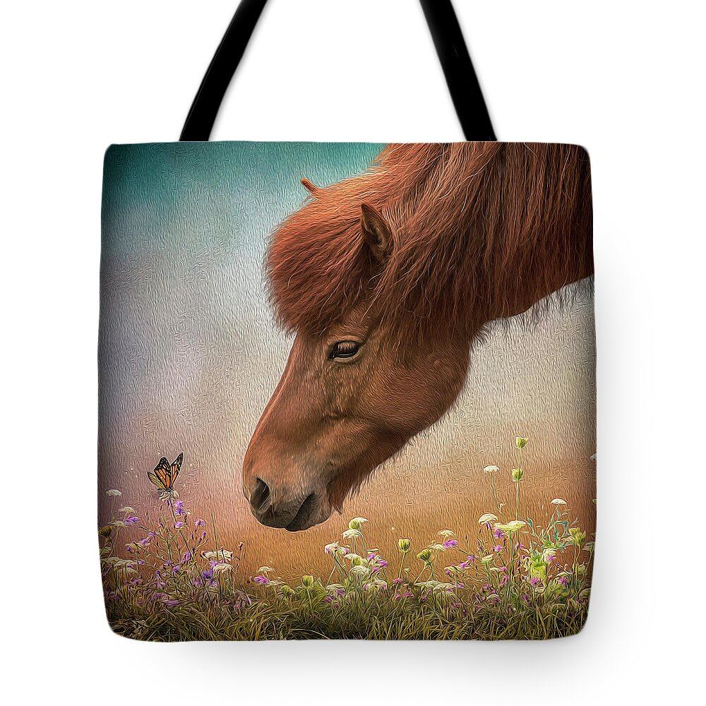 Icelandic Horse Tote Bag featuring the digital art Icelandic Horse by Maggy Pease