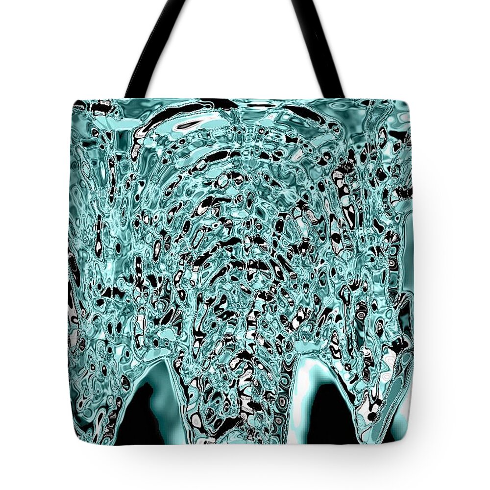 Abstract Art Tote Bag featuring the digital art Icicle Formation - Blue by Ronald Mills