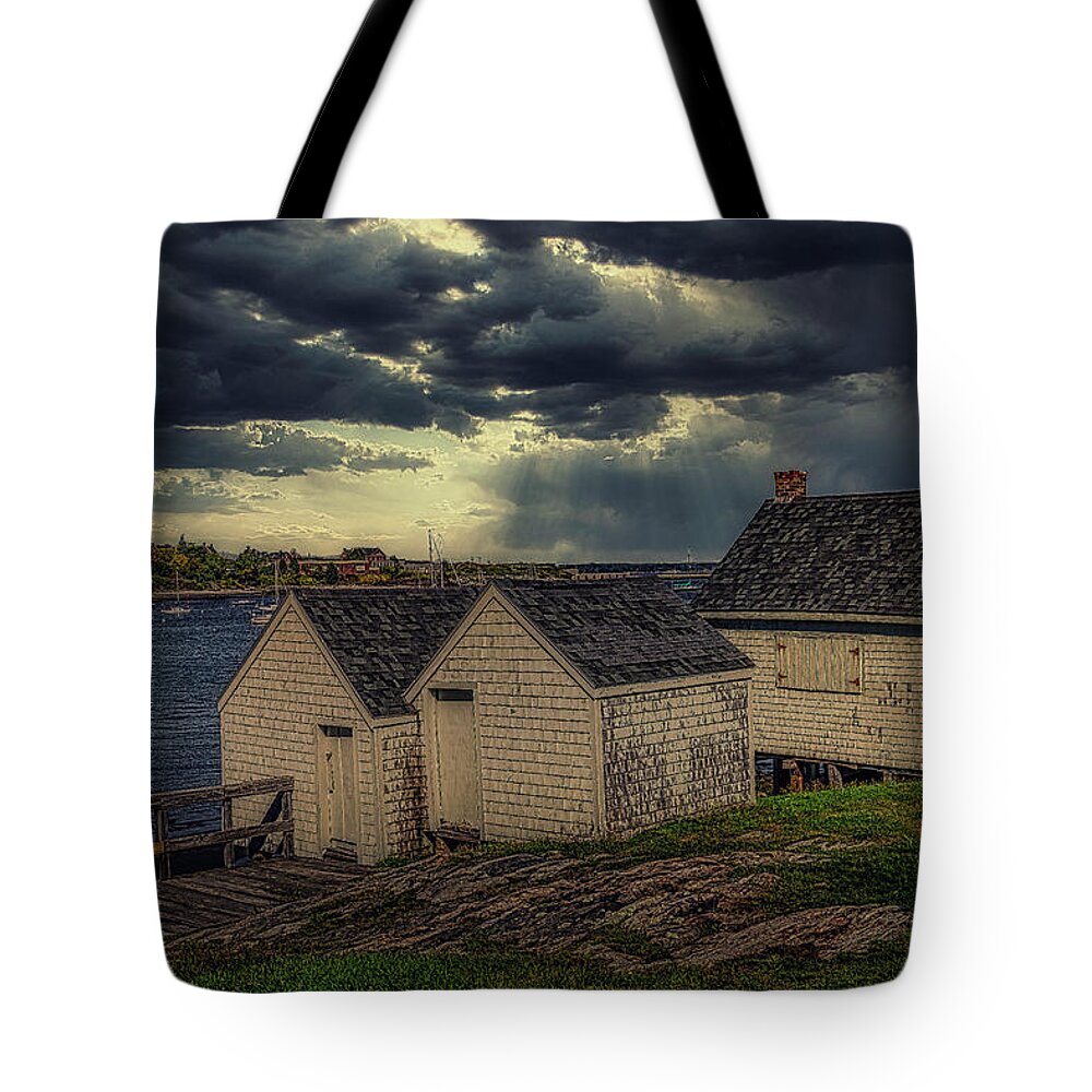 Willard Beach Tote Bag featuring the photograph Iconic Fishing Shacks by Penny Polakoff
