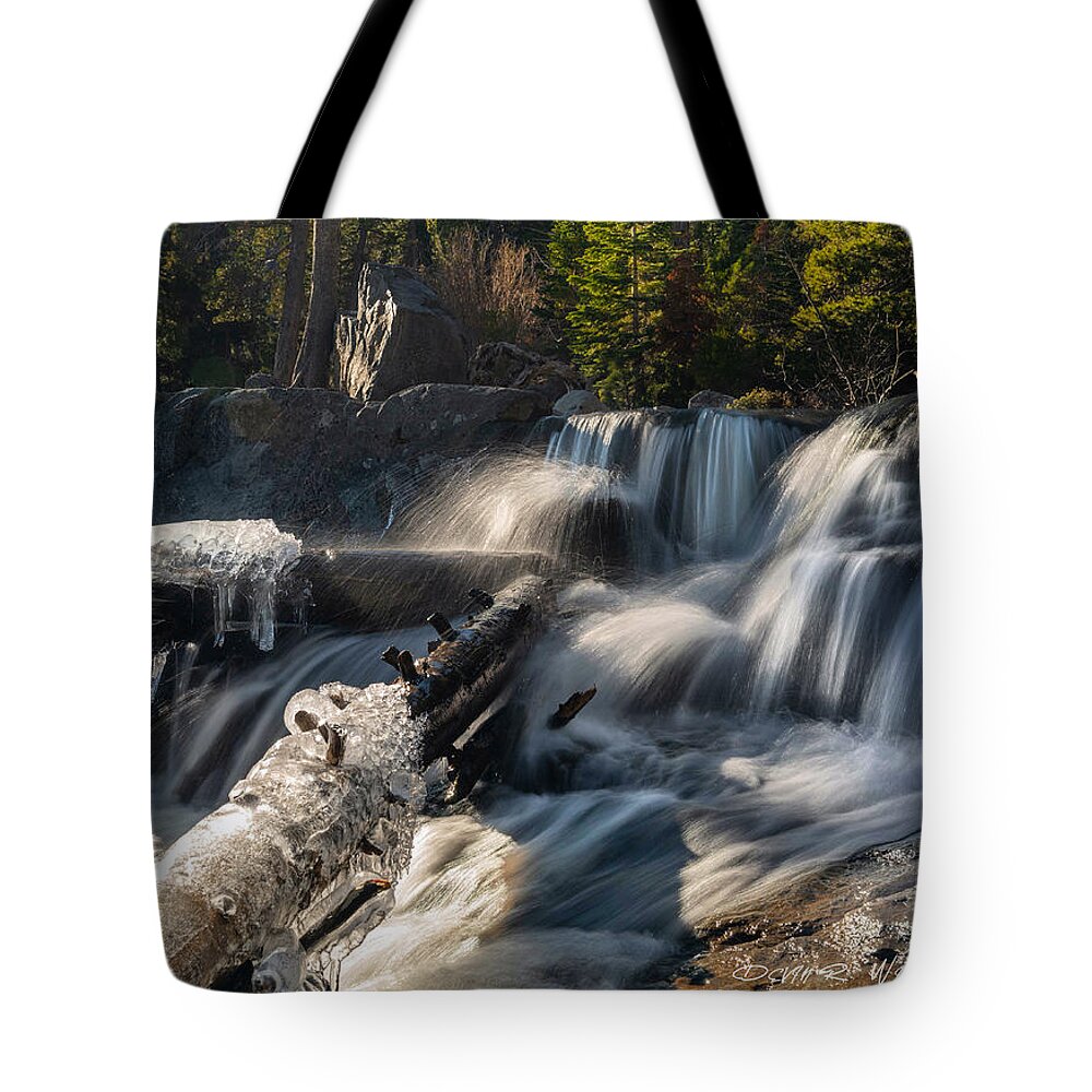 Waterfall Tote Bag featuring the photograph Icy falls by Devin Wilson