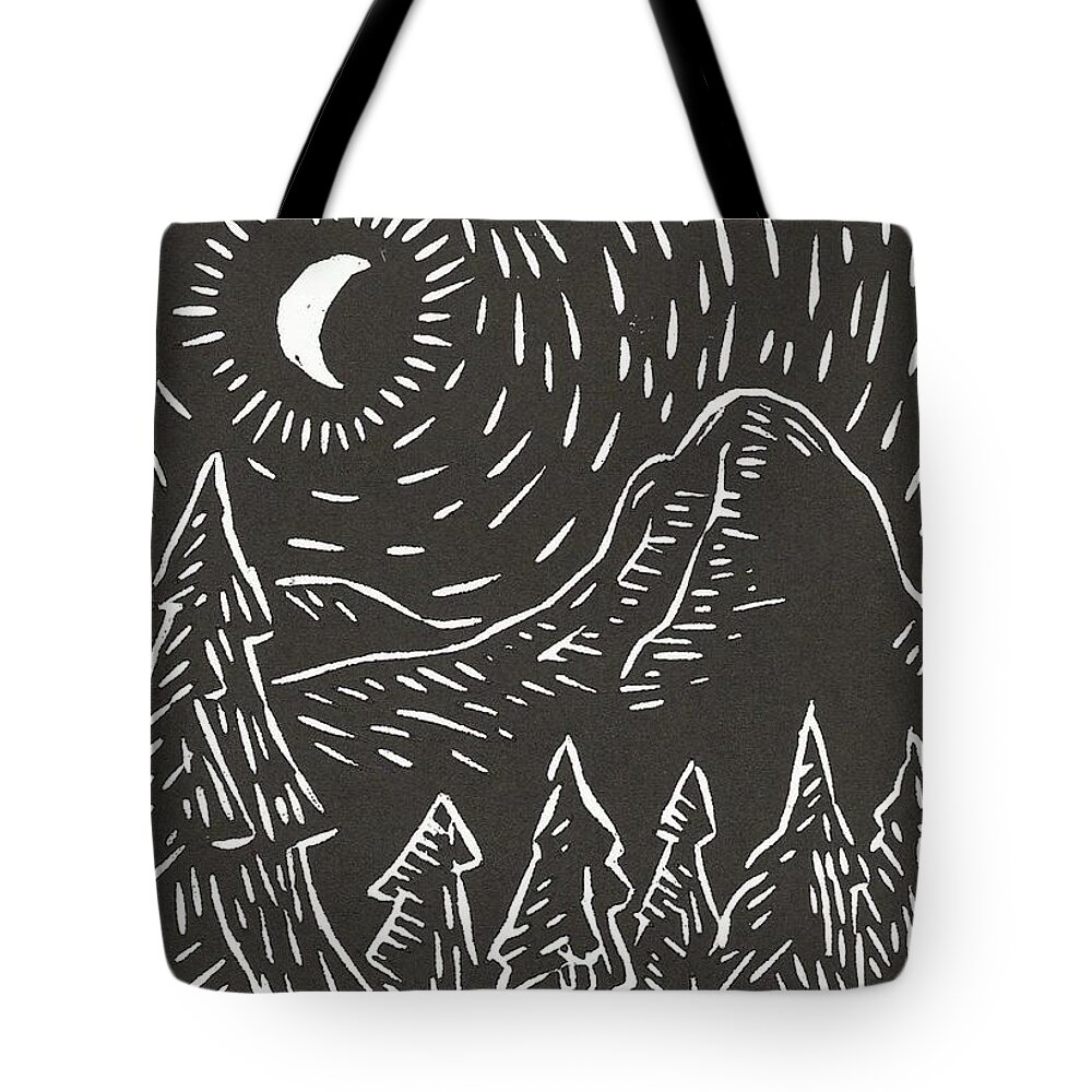 Moonlight Tote Bag featuring the relief Idyllwild Moonlight by Gerry High