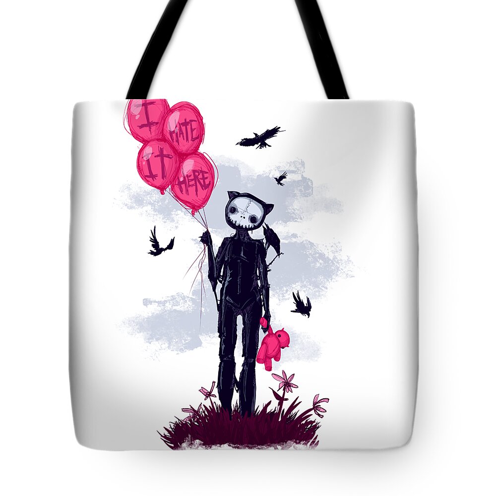 I Hate It Here Tote Bag featuring the drawing Ihih by Ludwig Van Bacon