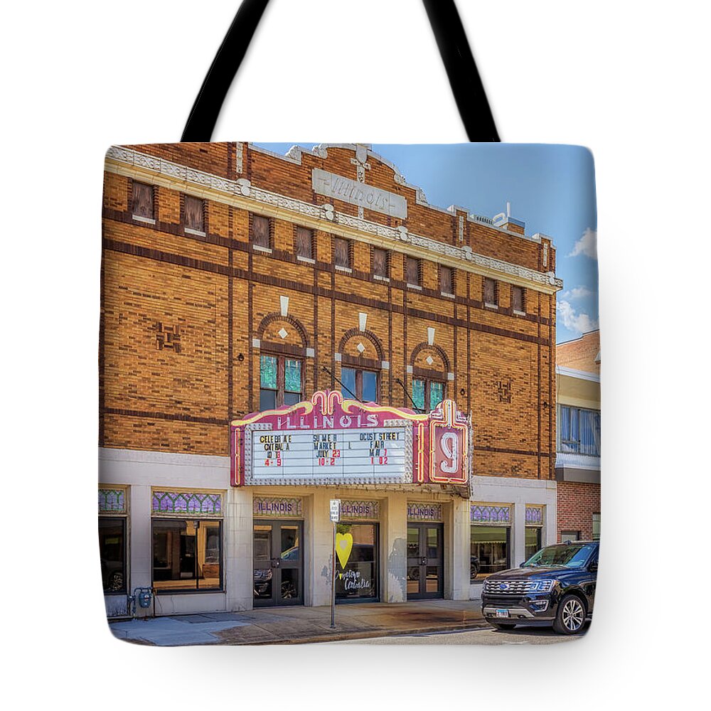Illinois Theatre Tote Bag featuring the photograph Illinois Theatre - Centralia, Illinois by Susan Rissi Tregoning