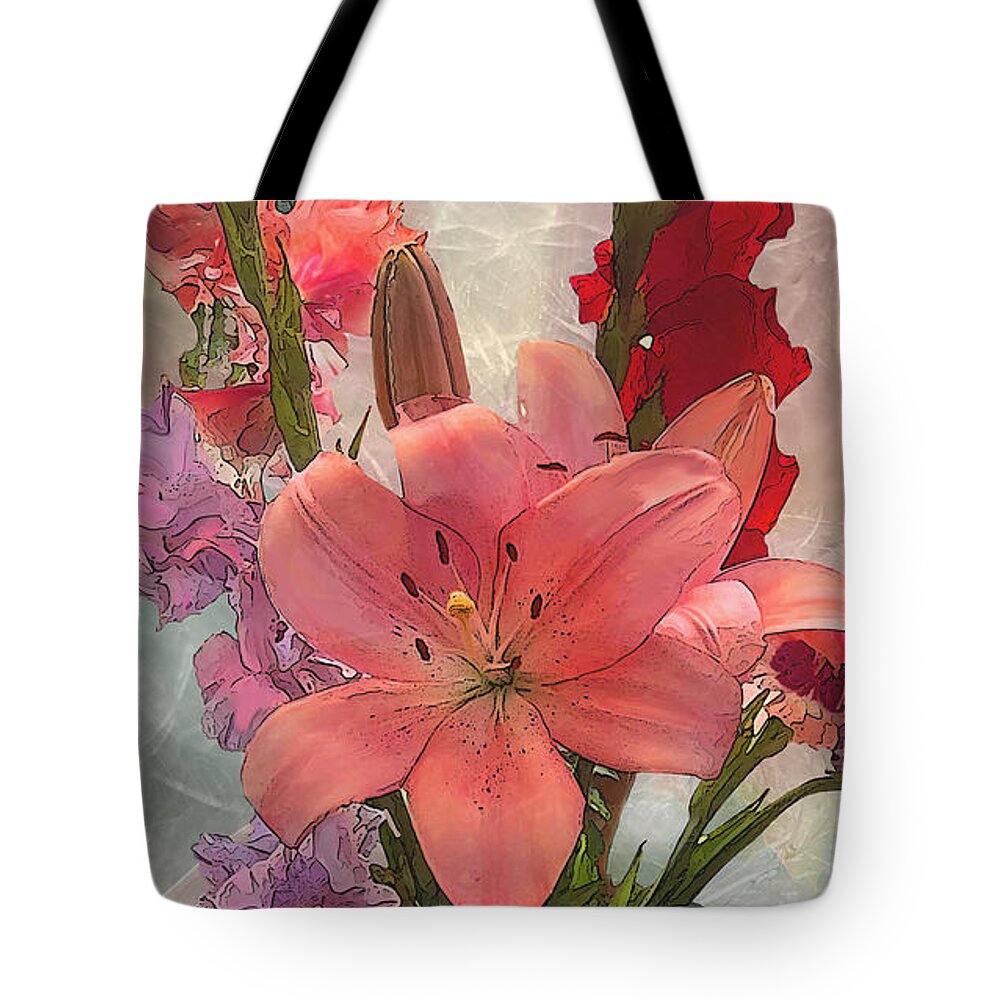 Bouquet Tote Bag featuring the digital art I'm Old Fashioned by Gina Harrison